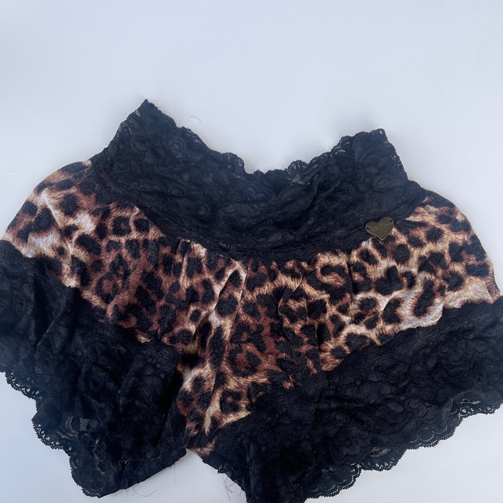 Cute booty Leopard Print Lace Trim Women's  Shorts